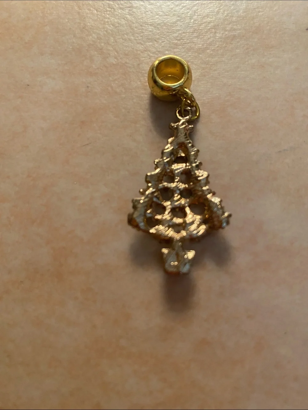 Gold-Tone Green and Red Christmas Tree Charm Pendant